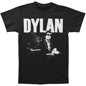 Bob Dylan Unisex Adult At Piano Cotton T-Shirt / Black